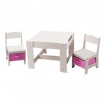 Masuta Pastel White 3 in 1 cu tabla de scris si spatii de stocare - MDF Liberty House